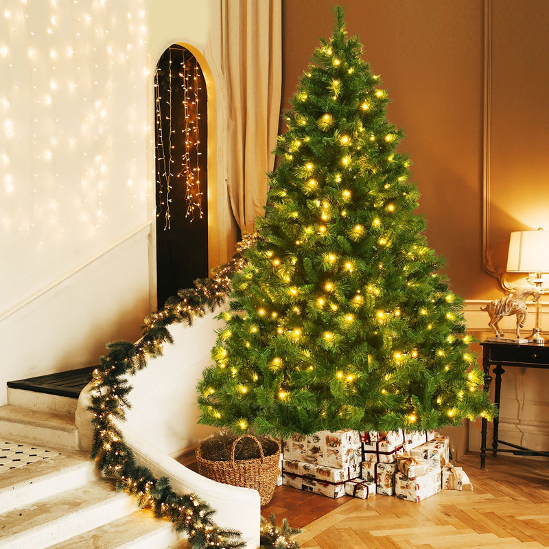Pre-Lit Hinged Lifelike Lush Artificial Christmas Tree with PVC Tips-7&