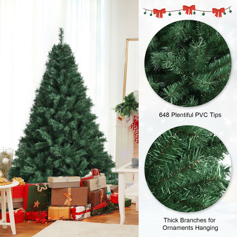 6 Feet PVC Hinged Artificial Christmas Tree with Metal Stand