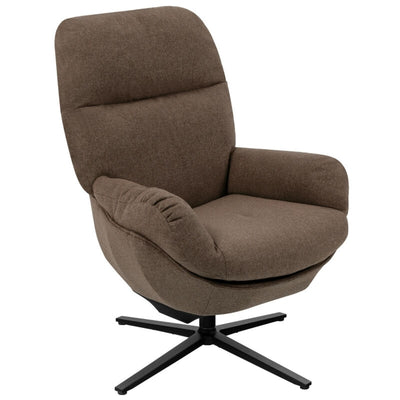 Upholstered Swivel Lounge Chair with Ottoman and Rocking Footstool-Brown