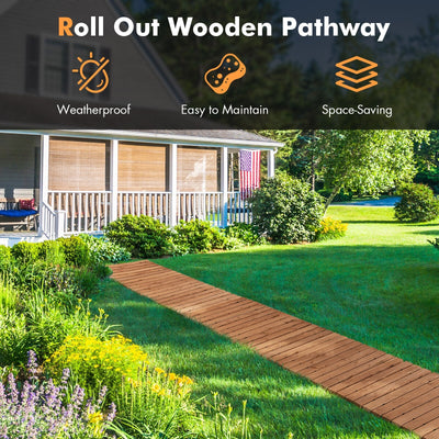 8 Feet Roll-out Weather-Resistant Patio Hardwood Pathway-17 Inch