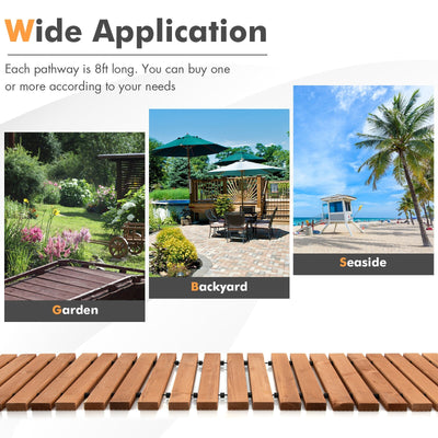 8 Feet Roll-out Weather-Resistant Patio Hardwood Pathway-17 Inch