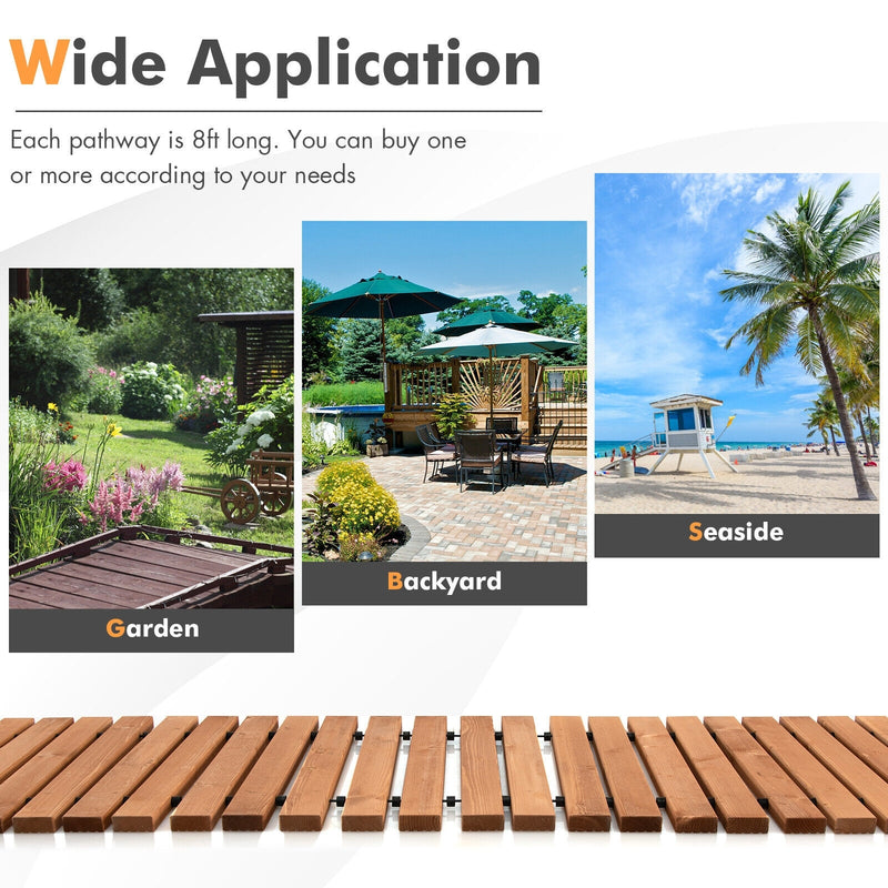 8 Feet Roll-out Weather-Resistant Patio Hardwood Pathway-17 Inch