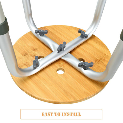 Slip-Resistant Rubber Tip Bamboo Bath Seat Shower Chair