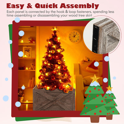28.5 Inch Wooden Tree Collar Box for Indoor/Outdoor Use-Gray