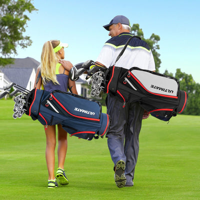 9.5 Inch Golf Cart Bag with 14 Way Dividers Top Organizer-Black