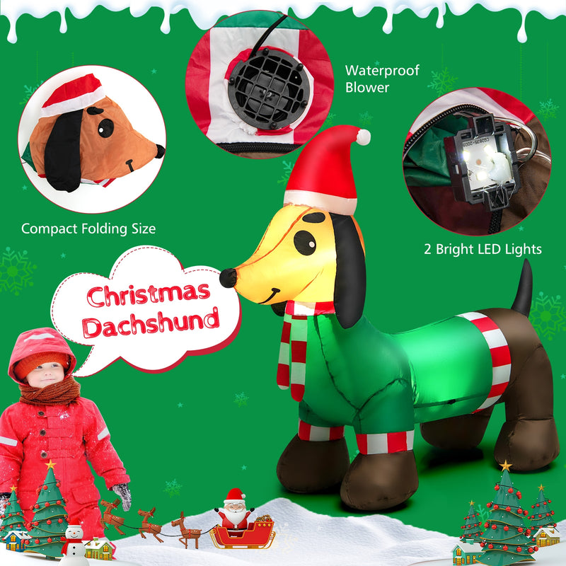 4 Feet Long Christmas Inflatable Dachshund Dog