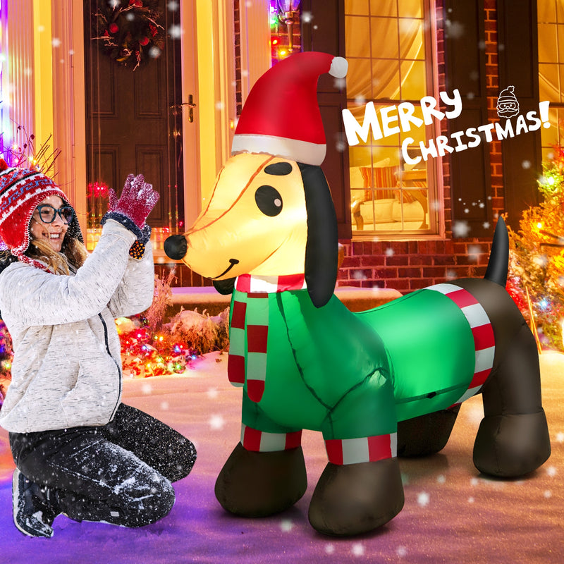 4 Feet Long Christmas Inflatable Dachshund Dog