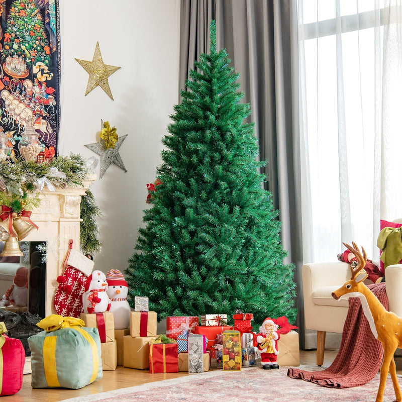 7 Feet Green Artificial Christmas Tree with 1160 Iridescent Branch Tips