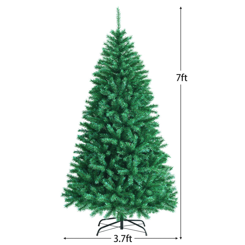 7 Feet Green Artificial Christmas Tree with 1160 Iridescent Branch Tips