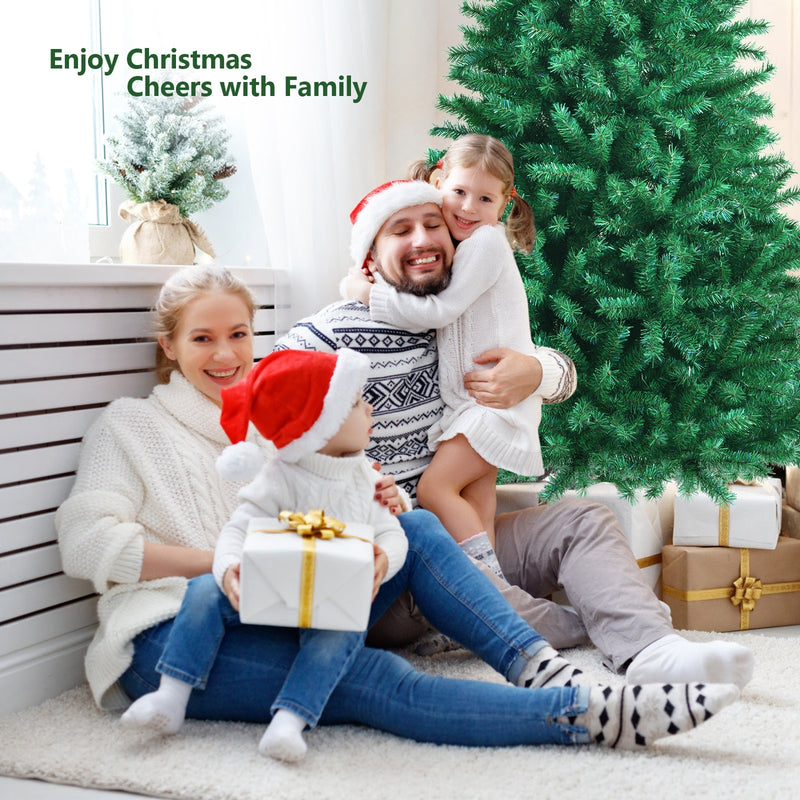 7 Feet Green Artificial Christmas Tree with 1160 Iridescent Branch Tips