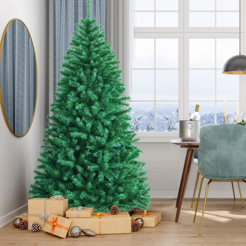 7 Feet Green Artificial Christmas Tree with 1160 Iridescent Branch Tips