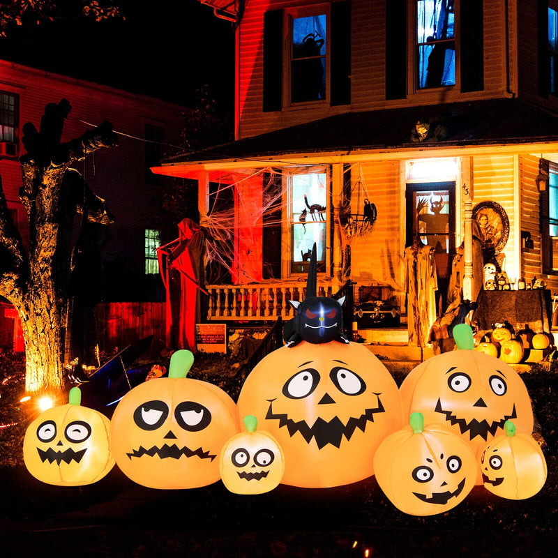 8 Feet Long Halloween Inflatable Pumpkins with Witch&