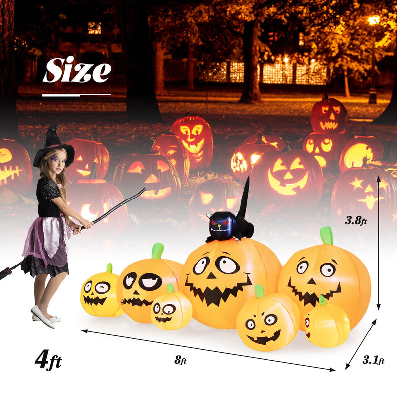 8 Feet Long Halloween Inflatable Pumpkins with Witch&