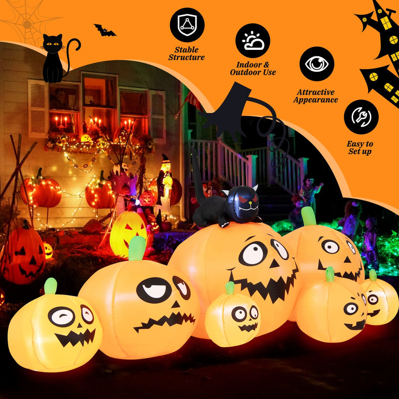8 Feet Long Halloween Inflatable Pumpkins with Witch&