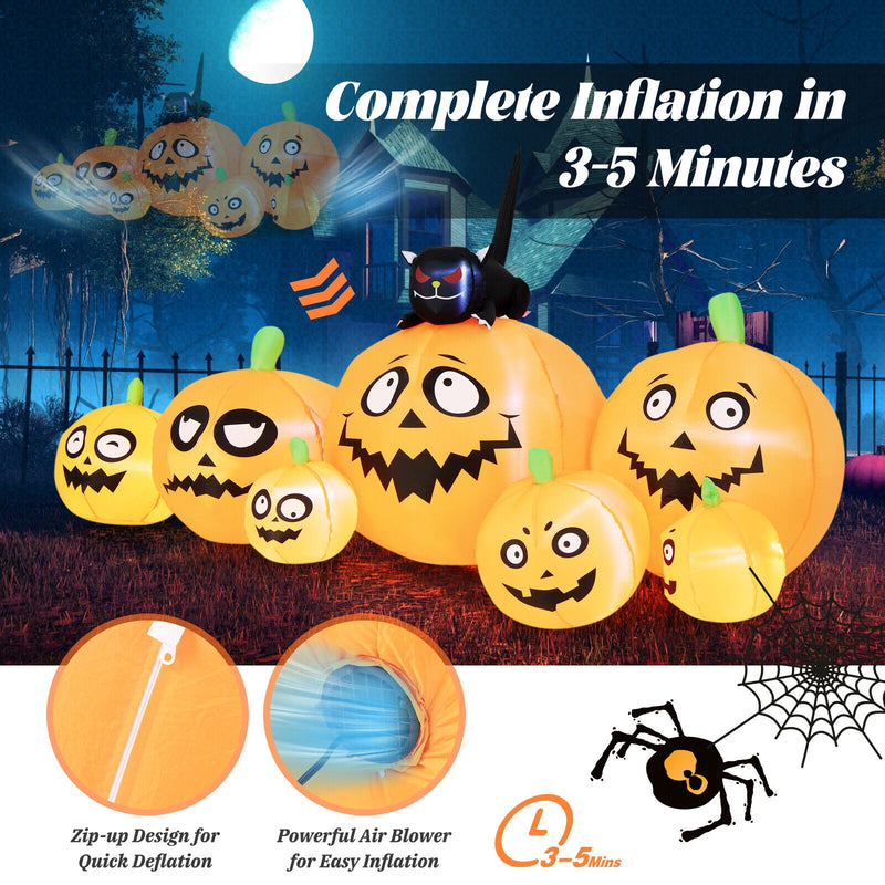 8 Feet Long Halloween Inflatable Pumpkins with Witch&