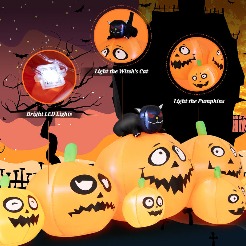 8 Feet Long Halloween Inflatable Pumpkins with Witch&
