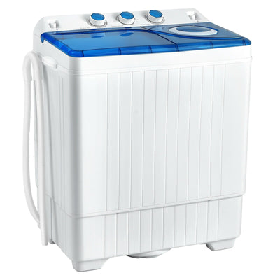 *26lbs Portable Semi-Automatic Twin Tub Washing Machine with Drain Pump - Blue