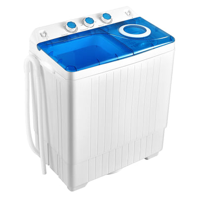 *26lbs Portable Semi-Automatic Twin Tub Washing Machine with Drain Pump - Blue