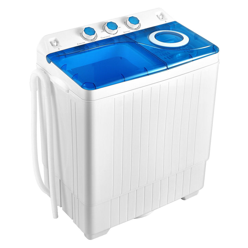 *26lbs Portable Semi-Automatic Twin Tub Washing Machine with Drain Pump - Blue