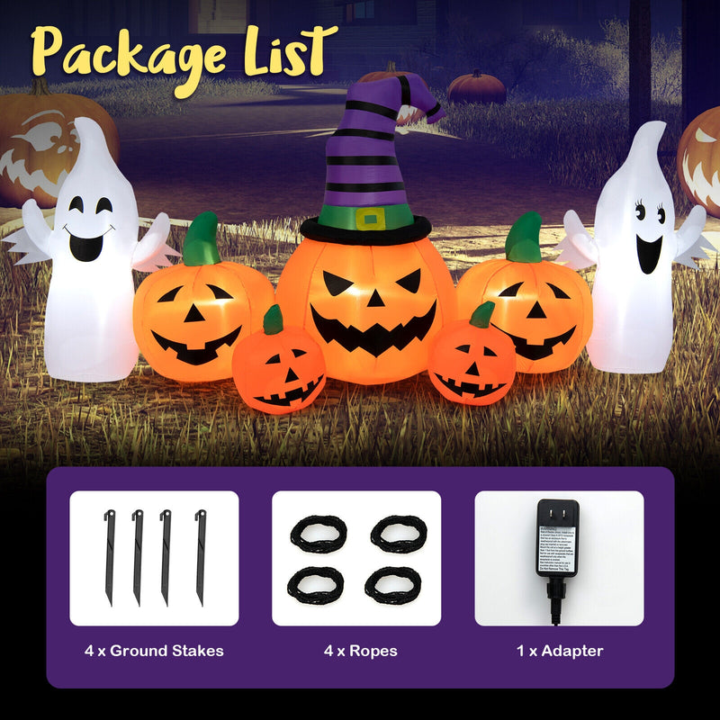 9 Feet Long Halloween Inflatable Pumpkins with 2 Ghosts