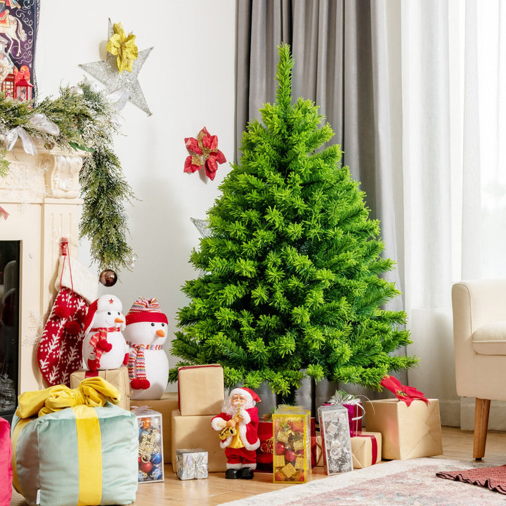 4.5 Feet Pre-Lit Hinged Christmas Tree Green Flocked with 392 Tips and 150 LED Lights - Relaxacare