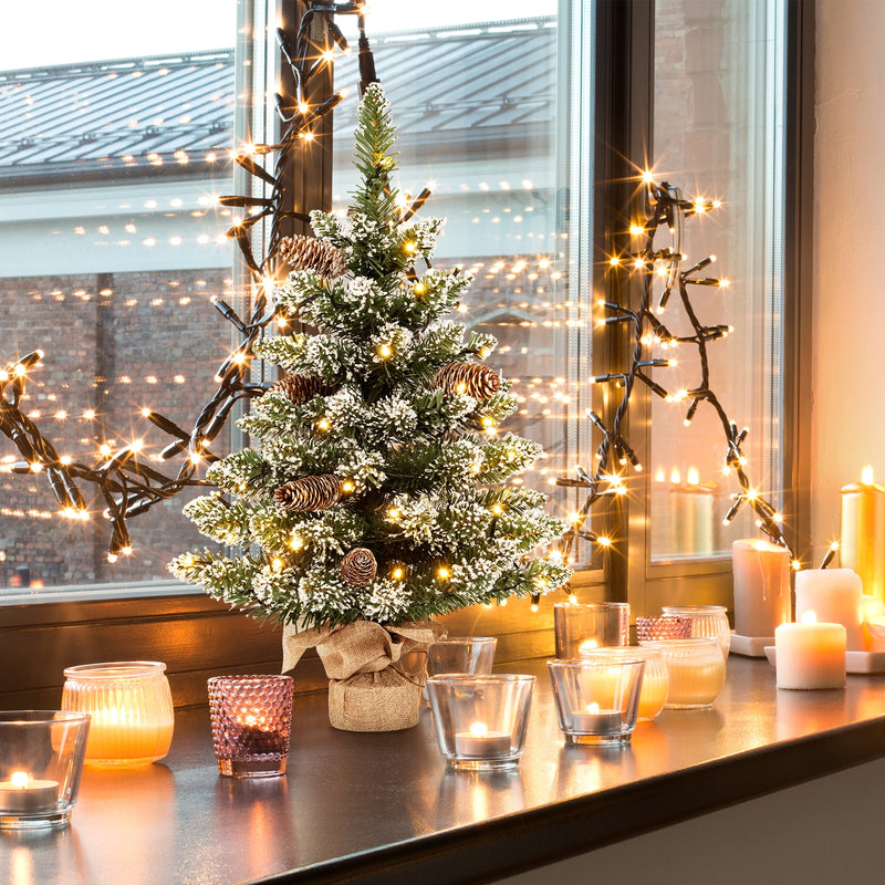 25 Inch Artificial Snowy Christmas Tree with 50 LED Lights