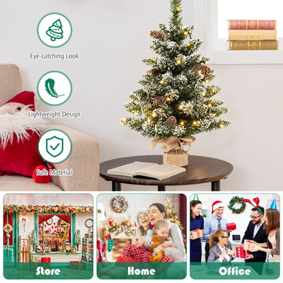 25 Inch Artificial Snowy Christmas Tree with 50 LED Lights