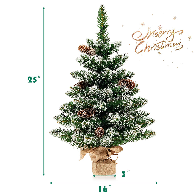25 Inch Artificial Snowy Christmas Tree with 50 LED Lights