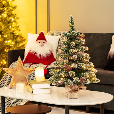 25 Inch Artificial Snowy Christmas Tree with 50 LED Lights