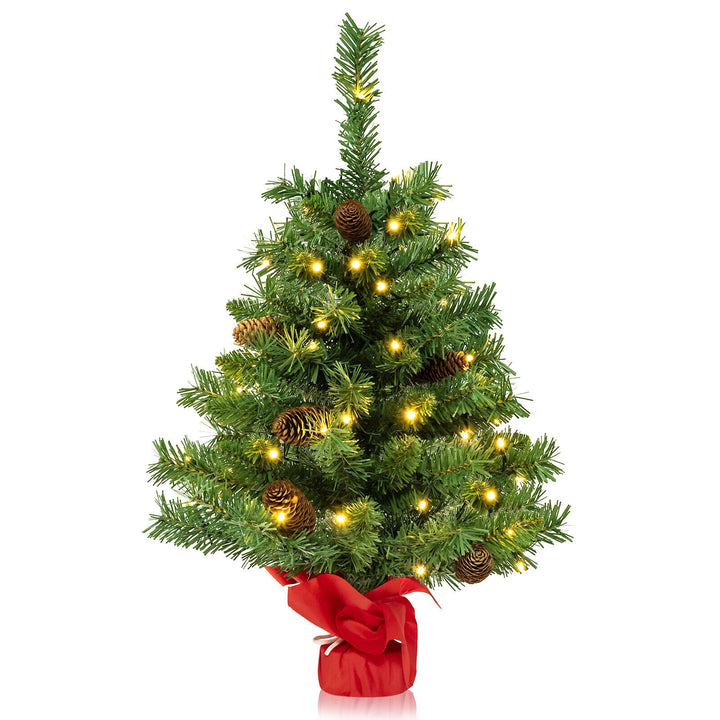 25 Inch Pre-lit Mini Tabletop Christmas Tree with 50 LED Lights - Relaxacare