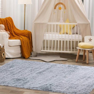 5 x 7 Feet Modern Rectangular Soft Shag Area Rug for Living Room Bedroom-Light Gray