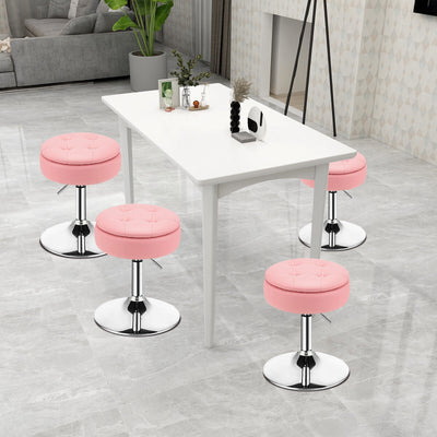 Adjustable 360° Swivel Storage Vanity Stool with Removable Tray-Pink