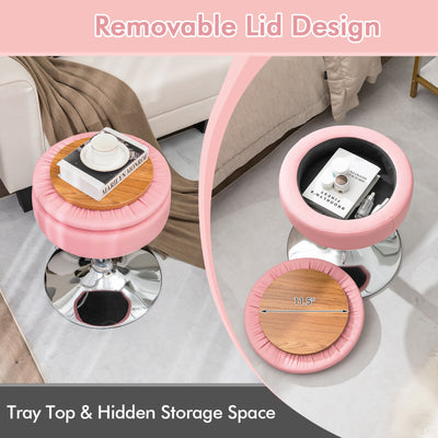 Adjustable 360° Swivel Storage Vanity Stool with Removable Tray-Pink