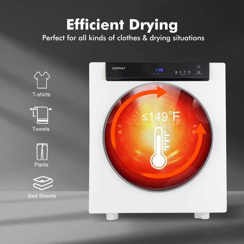 2.6 Cu.ft Compact Clothes Dryer with Touch Panel and 2 Modes-White