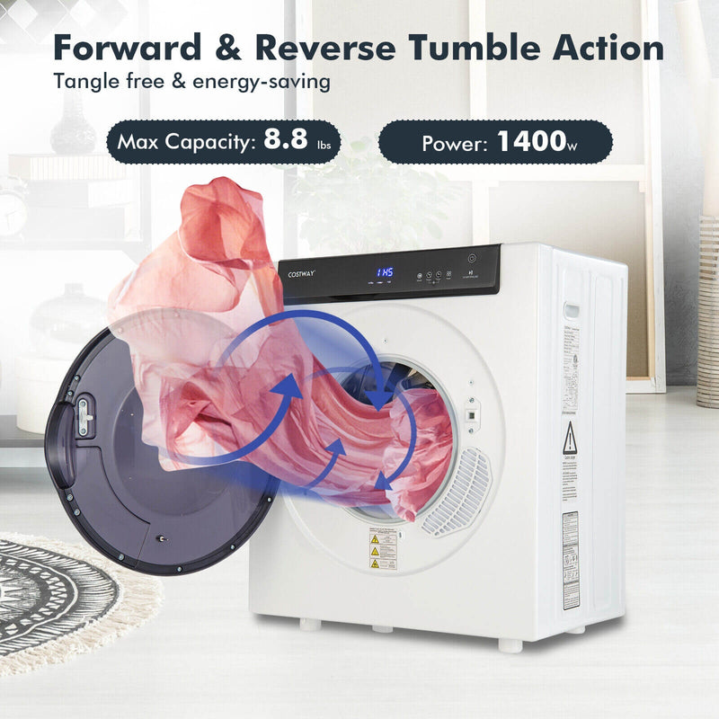 2.6 Cu.ft Compact Clothes Dryer with Touch Panel and 2 Modes-White