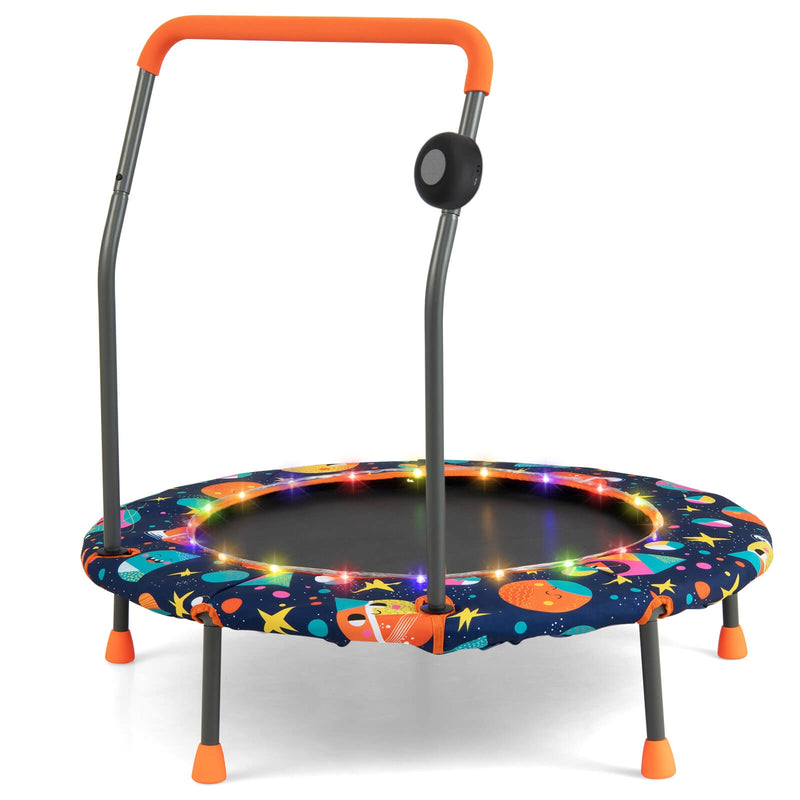 *36 Inch Mini Trampoline with Colorful LED Lights and Bluetooth Speaker - Multicolor