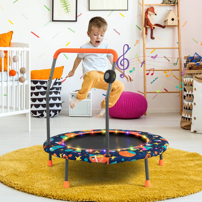 *36 Inch Mini Trampoline with Colorful LED Lights and Bluetooth Speaker - Multicolor