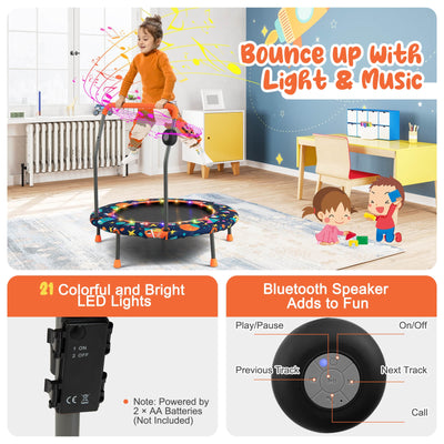 *36 Inch Mini Trampoline with Colorful LED Lights and Bluetooth Speaker - Multicolor