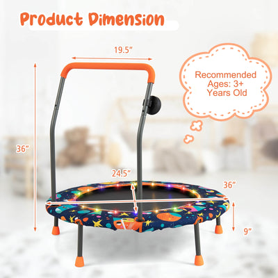 *36 Inch Mini Trampoline with Colorful LED Lights and Bluetooth Speaker - Multicolor