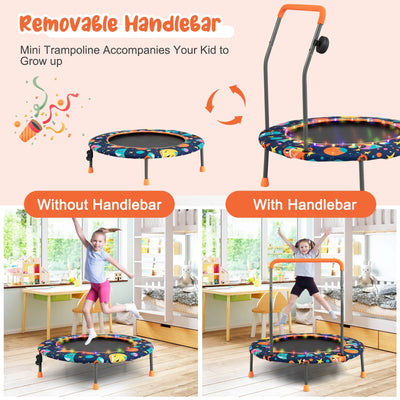 *36 Inch Mini Trampoline with Colorful LED Lights and Bluetooth Speaker - Multicolor