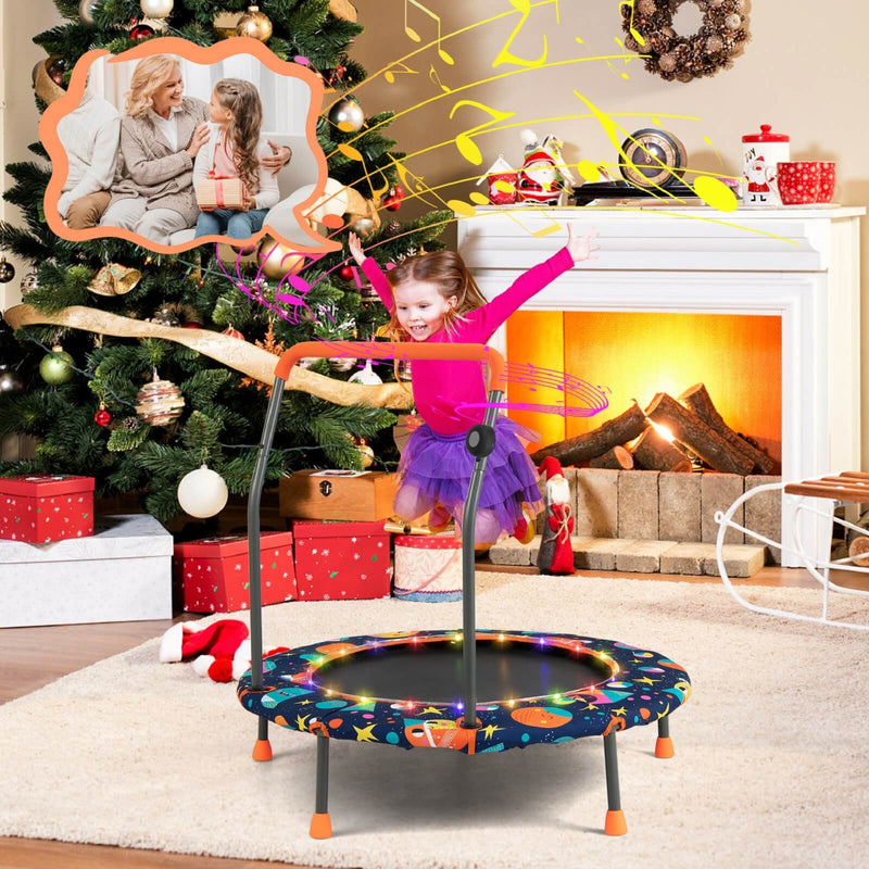 *36 Inch Mini Trampoline with Colorful LED Lights and Bluetooth Speaker - Multicolor