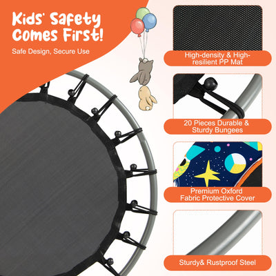 *36 Inch Mini Trampoline with Colorful LED Lights and Bluetooth Speaker - Multicolor
