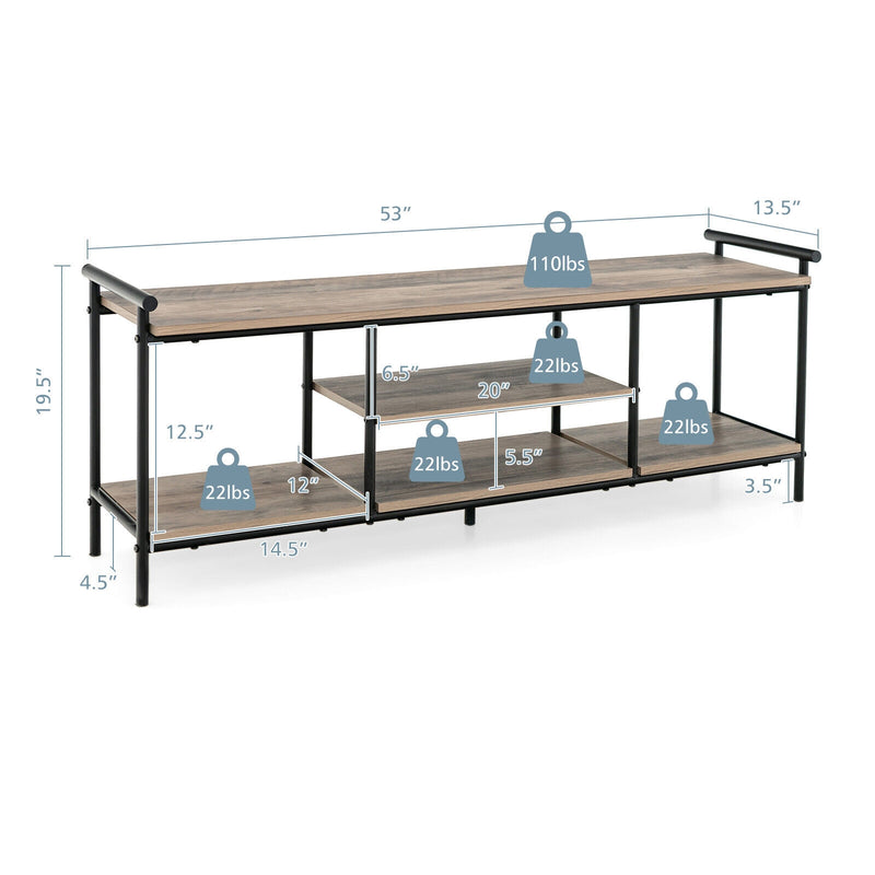 Industrial TV Stand for TVs up to 60 Inch with Storage Shelves-Natural