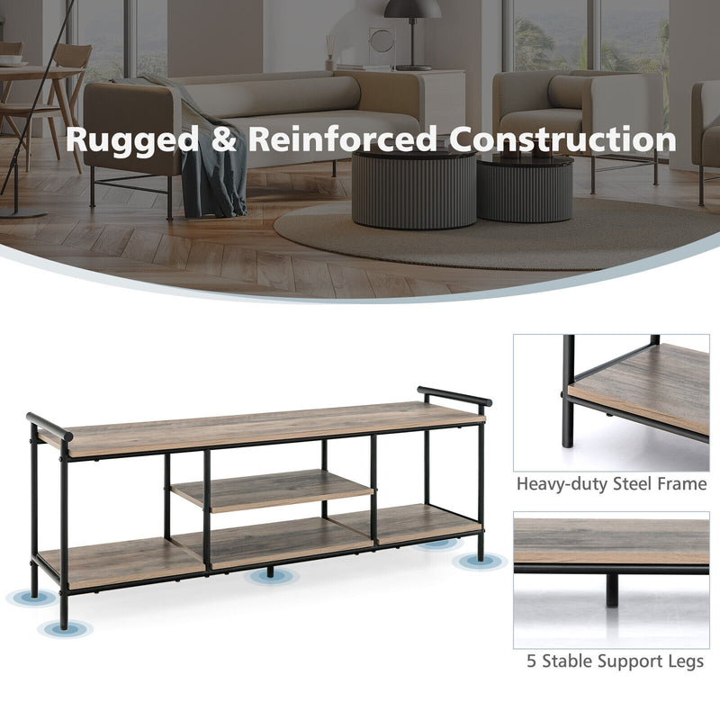 Industrial TV Stand for TVs up to 60 Inch with Storage Shelves-Natural