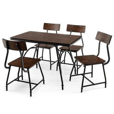 5 Piece Rectangular Dining Table Set with Metal Frame