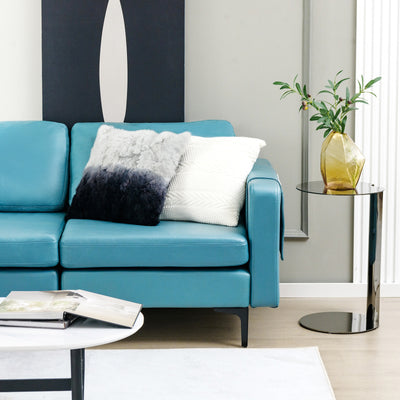 Modular L-shaped Sectional Sofa with Reversible Chaise and 2 USB Ports-Blue