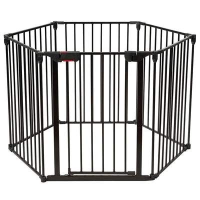 6-Panel Adjustable Baby Safe Metal Fence Barrier-Black