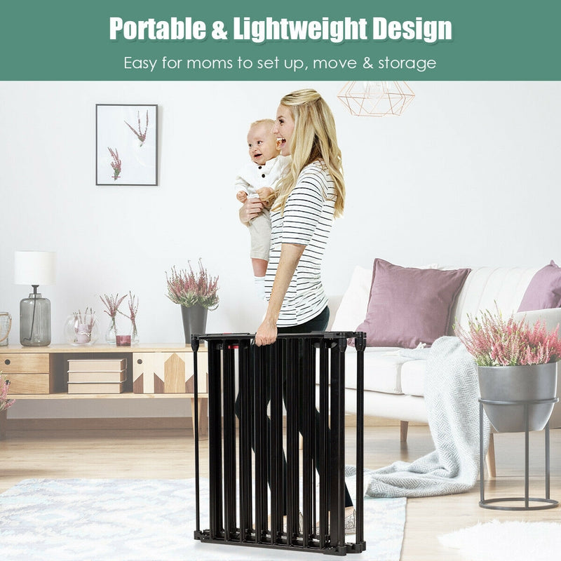 6-Panel Adjustable Baby Safe Metal Fence Barrier-Black