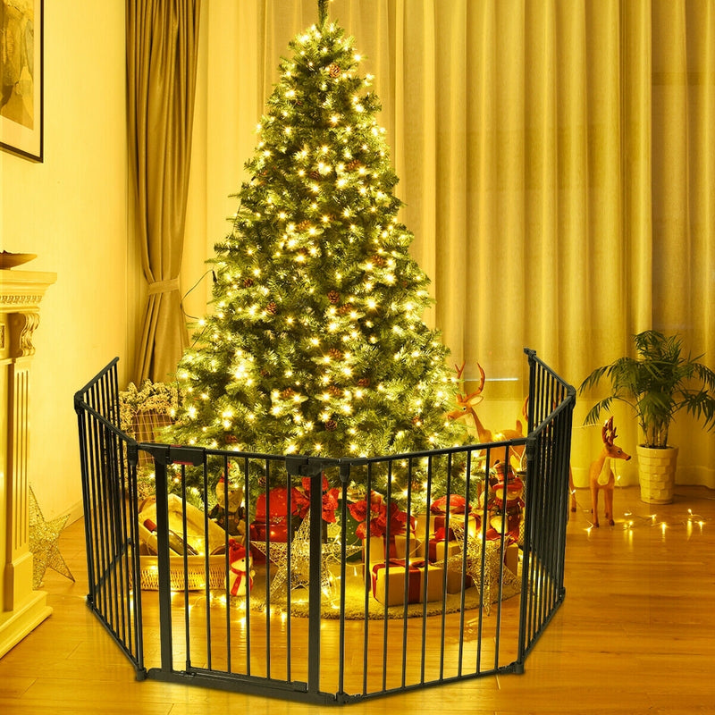 6-Panel Adjustable Baby Safe Metal Fence Barrier-Black
