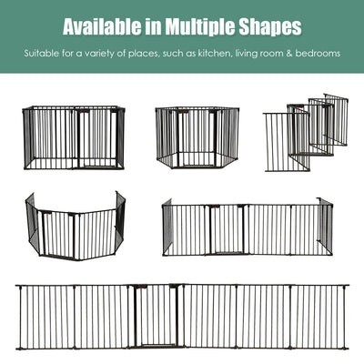6-Panel Adjustable Baby Safe Metal Fence Barrier-Black